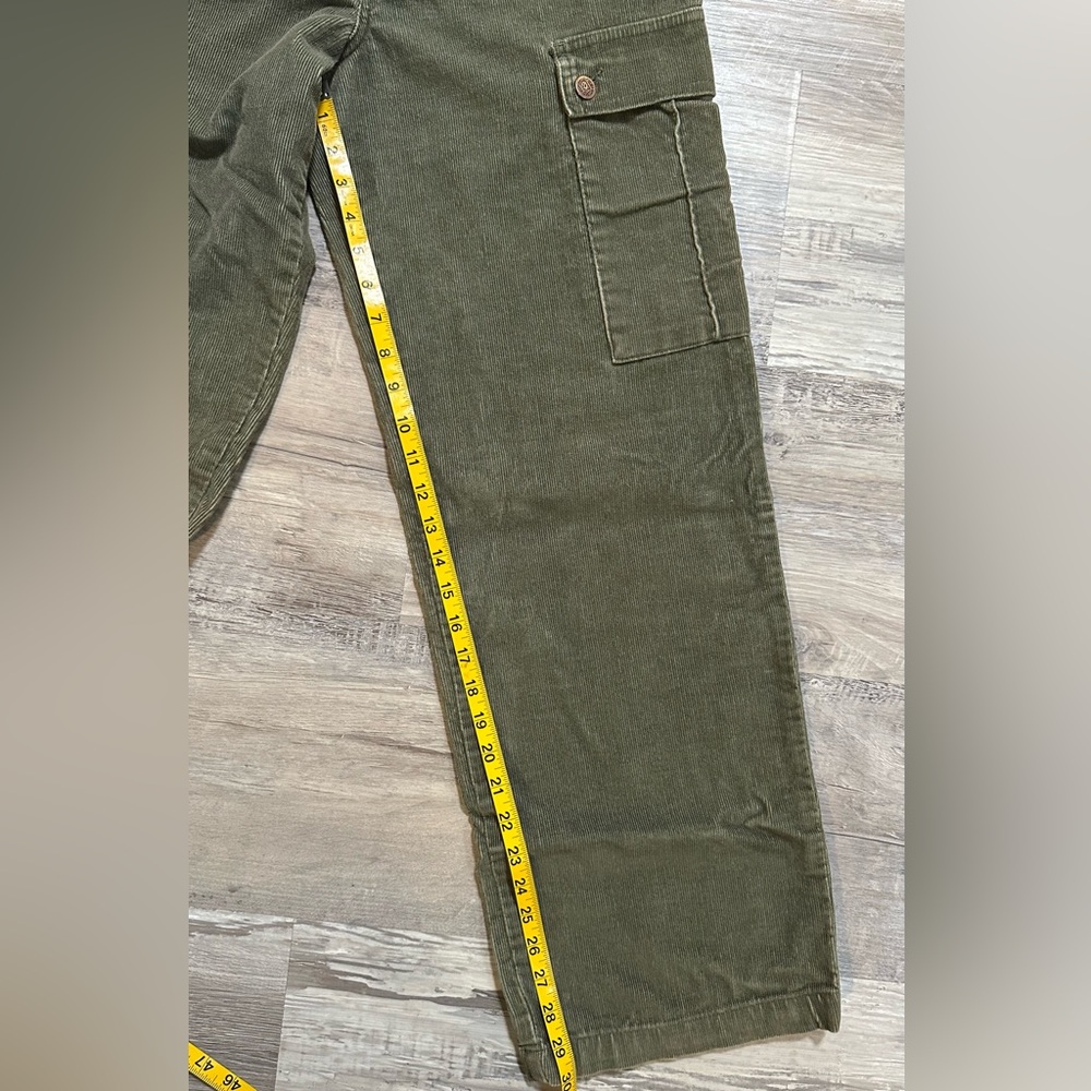 VINTAGE l.e.i. Juniors Corduroy Wide Leg Cargo Pants Army Green Size 9 - Picture 8 of 10